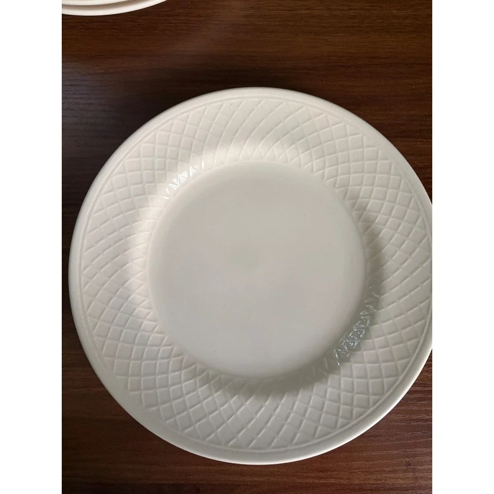 Franciscan Lattice Dinner Plates Set of 4, Vintage Cream Quilted Rim China